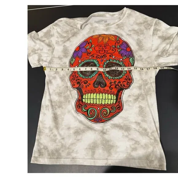 Women's Fosforos Galileo T-shirt Large Dia De Los Muertos Sugar Skull tie-dye - Picture 4 of 5